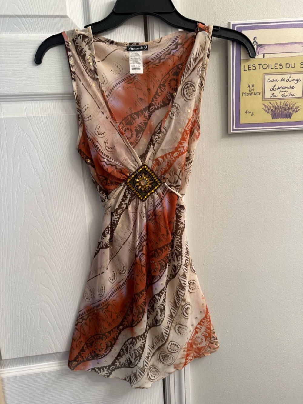mandee Top/Dress with Rust and Brown Abstract Print